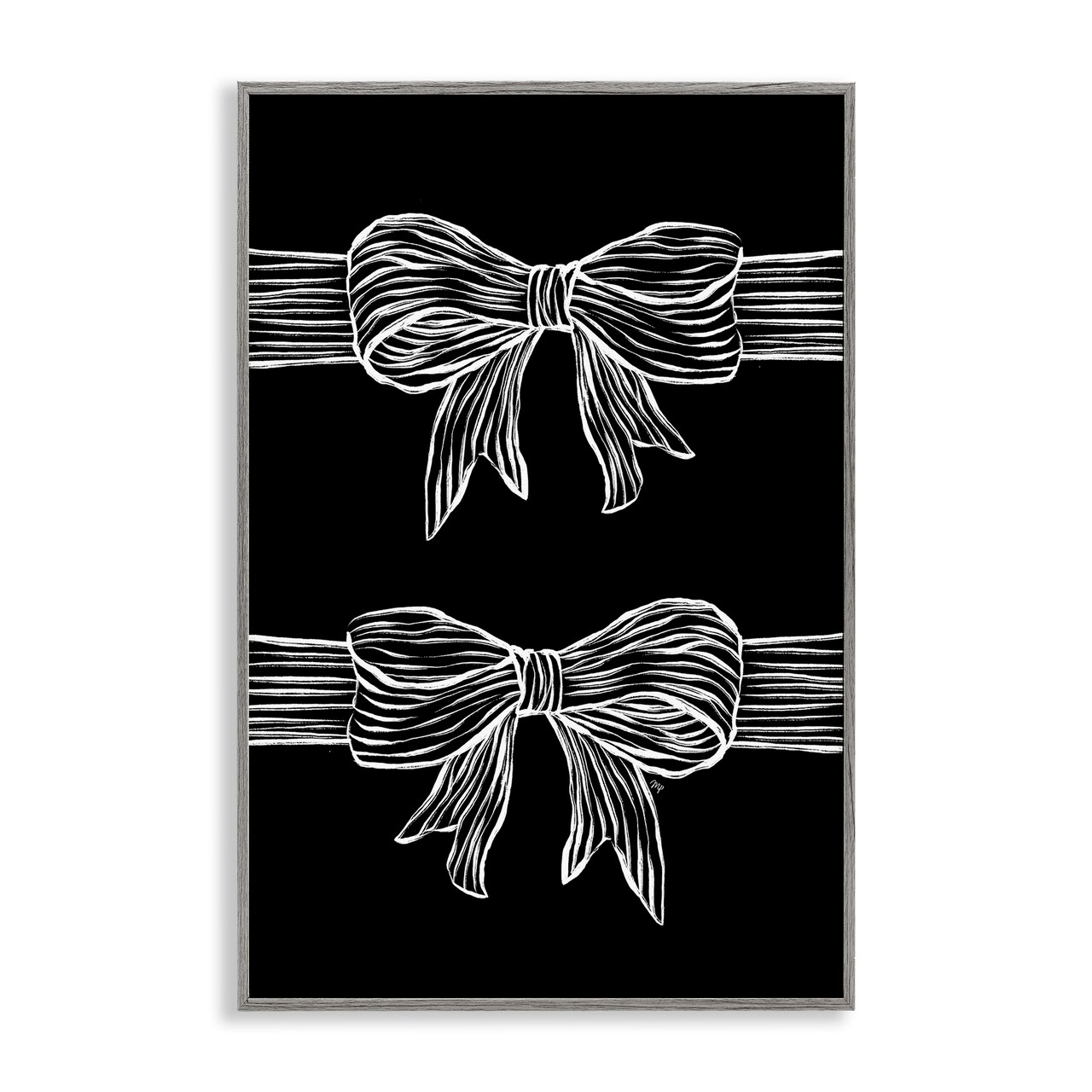 Stupell Industries White Bows on Black Framed Giclee, design by Martina Pavlova